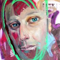 Portrait+of+Neil+Davidson.+%0D%0AOil+and+aerosol+on+canvas+board.